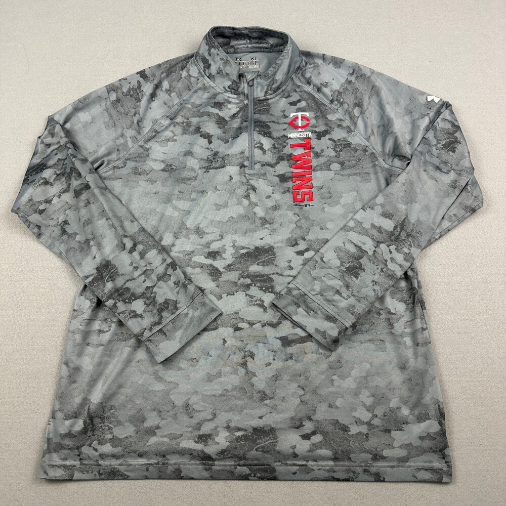 Minnesota Twins Sweater Men Extra Large Gray Camouflage Under Armour 1/4 Zip MLB